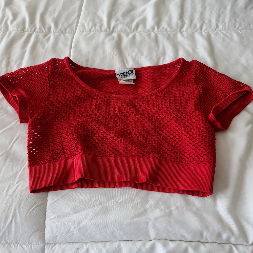 Mesh Red Crop Top (One Size, 7-12)